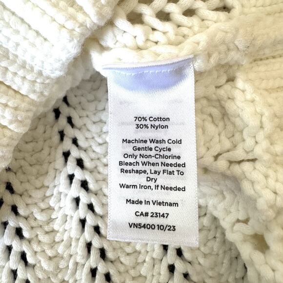 Haven Well Within Open Stitch Johnny Collar Cotton Blend Knit Sweater White - Picture 7 of 13